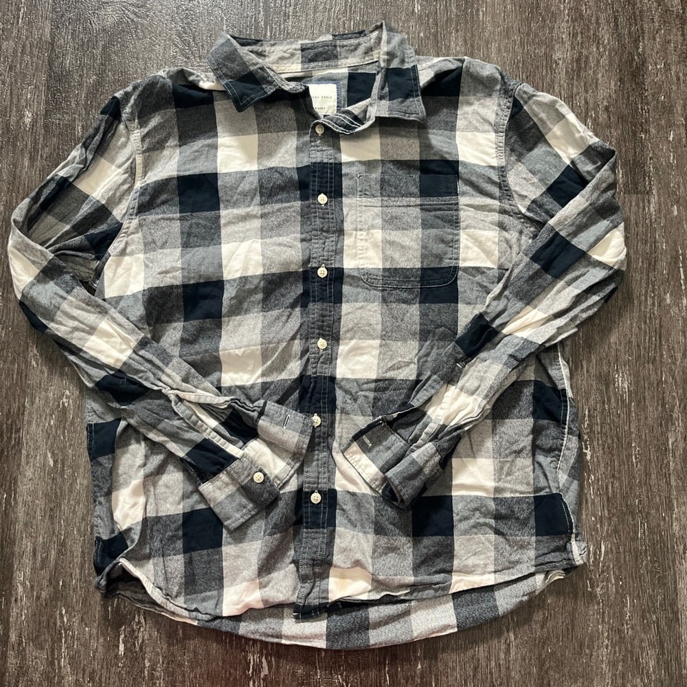 American Eagle Outfitters Mens Plaid Flannel Long Sleeve Button Up Shirt XL